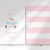 Preppy Stripe Sweet Ice Cream Birthday Invitation Kaart