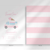 Preppy Stripe Sweet One Ice Cream Birthday Social Kaart