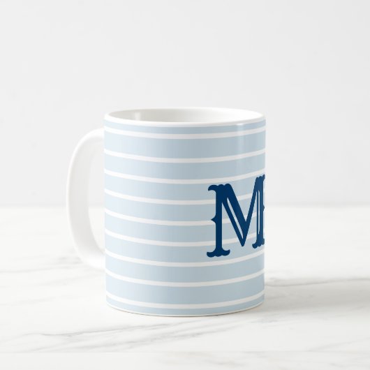 Preppy Striped Monogram Mok (Voorkant links)