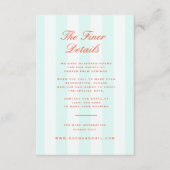 Preppy Stripes Blauwgroen Sinaasappel Wedding Det Informatiekaartje (Voorkant)