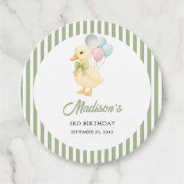 Preppy Stripes Cute Duck Theme Kids Birthday Party Bedankjes Labels