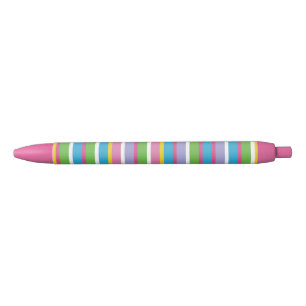 Preppy Stripes Heldere Kleuren Hip Fun Roze Modern Zwarte Inkt Pen