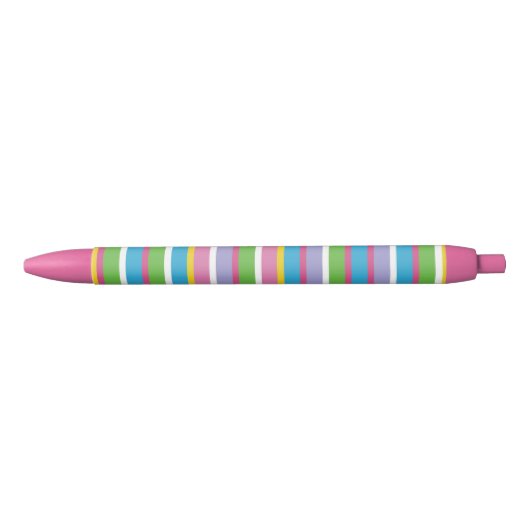 Preppy Stripes Heldere Kleuren Hip Fun Roze Modern Zwarte Inkt Pen (Voorkant)
