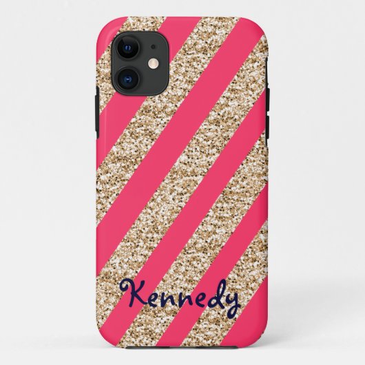 Preppy Stripes in Gold Glitter Case-Mate iPhone Case (Achterkant)