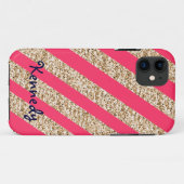 Preppy Stripes in Gold Glitter Case-Mate iPhone Case (Achterkant (horizontaal))