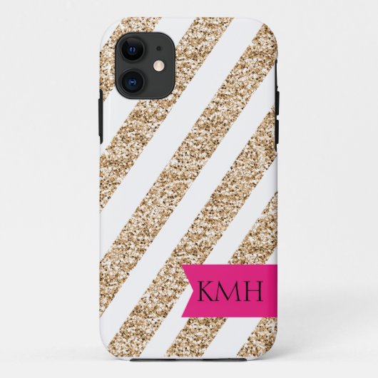 Preppy Stripes in Gold Glitter Case-Mate iPhone Case (Achterkant)