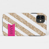 Preppy Stripes in Gold Glitter Case-Mate iPhone Case (Achterkant (horizontaal))