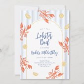 Preppy Stripes Kreeft Kook Vis en zeevruchten Fees Kaart (Voorkant)