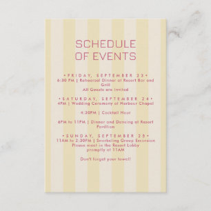 Preppy Stripes Lemon Geel SCHEMA VAN EVENEMENTEN Informatiekaartje