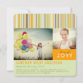 Preppy Stripes Modern 2 Fotogradatie Partij Kaart (Voorkant)