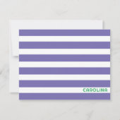 Preppy Stripes Purple & Bright Green Cute Girly Notitiekaartje (Voorkant)