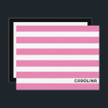 Preppy Stripes Roze & Zwart Leuk Meisje Notitiekaartje<br><div class="desc">Dit preppy ontwerp biedt ruimte voor een naam aan de voorkant en veel lege ruimte voor een notitie aan de achterkant. Klik op de knop aanpassen als u de afbeeldingen wilt verplaatsen/schalen en de tekst verder wilt wijzigen! Variaties van dit ontwerp, extra kleuren en coördinerende producten zijn beschikbaar in onze...</div>