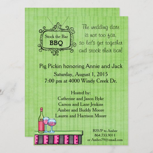 Preppy Summer BBQ Stock the Bar Invitation Kaart (Voorkant / Achterkant)