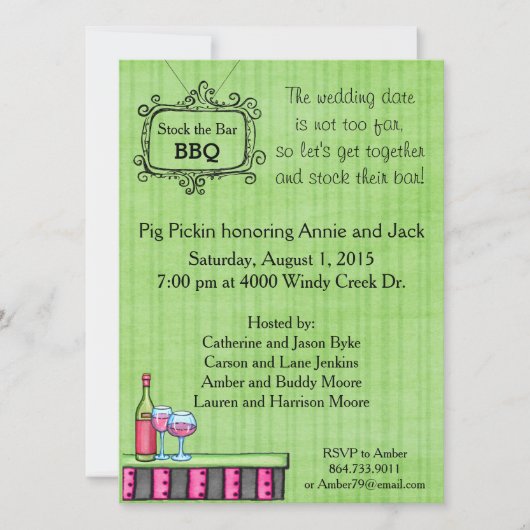 Preppy Summer BBQ Stock the Bar Invitation Kaart (Voorkant)