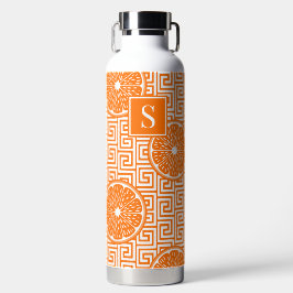 Preppy Summer Citrus Sinaasappel op Oranje Griekse Waterfles