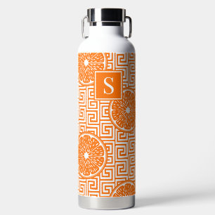 Preppy Summer Citrus Sinaasappel op Oranje Griekse Waterfles