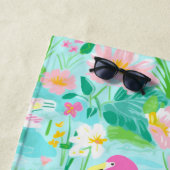 Preppy Summer Flamingo | Bachelorette-weekend Strandlaken (In situ)