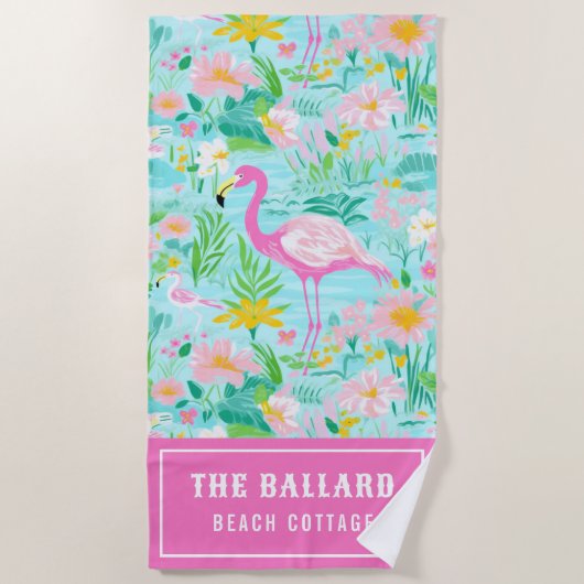 Preppy Summer Flamingo | Beach House Strandlaken (Voorkant)