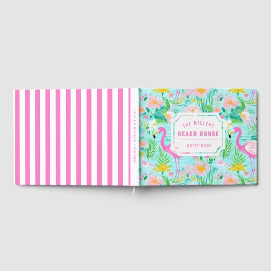 Preppy Summer Flamingo | Monogram Gastenboek (Volledig)