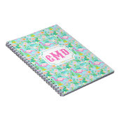 Preppy Summer Flamingo | Monogram Notitieboek (Rechterzijde)