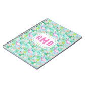 Preppy Summer Flamingo | Monogram Notitieboek (Linkerzijde)