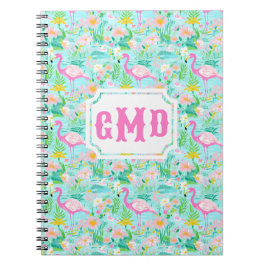 Preppy Summer Flamingo | Monogram Notitieboek