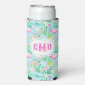 Preppy Summer Flamingo | Monogram Seltzer Blikjeskoeler (Seltzer Voorkant)