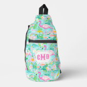 Preppy Summer Flamingo | Monogram Sling Bag (Voorkant)