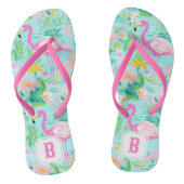 Preppy Summer Flamingo | Monogram Teenslippers (Voetbed)