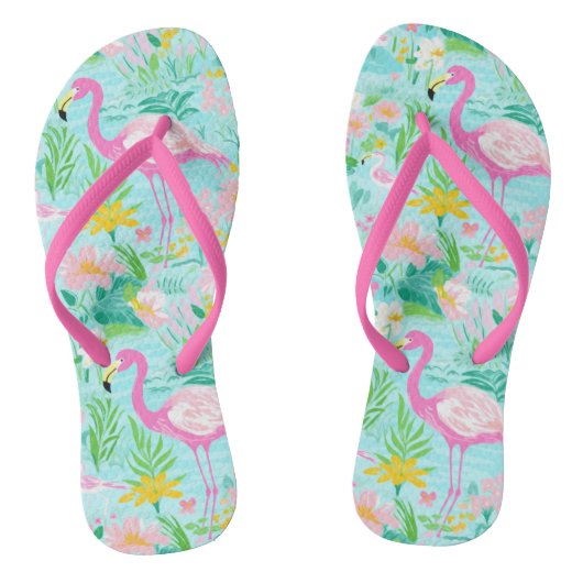 Preppy Summer Flamingo Teenslippers (Voetbed)