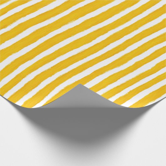 Preppy Summer Yellow and White Wrapping Paper Cadeaupapier (Hoek)