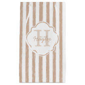 Preppy Tan Painted Stripes Monogram en naam Klein Cadeauzakje (Voorkant)