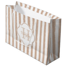 Preppy Tan Painted Stripes Monogram en naam