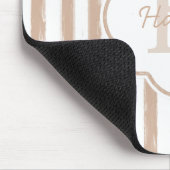 Preppy Tan Painted Stripes Monogram en naam Muismat (Hoek)