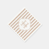 Preppy Tan Painted Stripes Monogram en naam Servetten (Hoek)