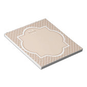 Preppy Tan Quatrefoil Mongogram met naam Notitieblok (Schuin)