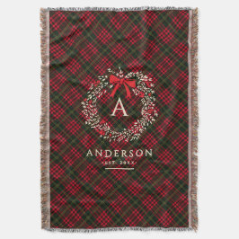 Preppy Tartan Kerstkrans Monogram & Naam Deken