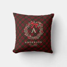 Preppy Tartan Kerstkrans Monogram & Naam
