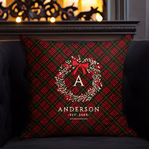 Preppy Tartan Kerstkrans Monogram & Naam