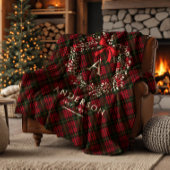 Preppy Tartan Kerstkrans Monogram & Naam Sherpa Deken