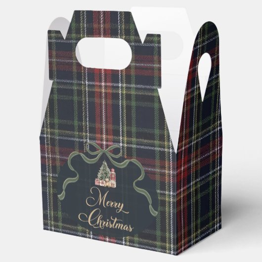 Preppy Tartan Plaid Christmas Party Favor Boxes Bedankdoosjes (Geopend)