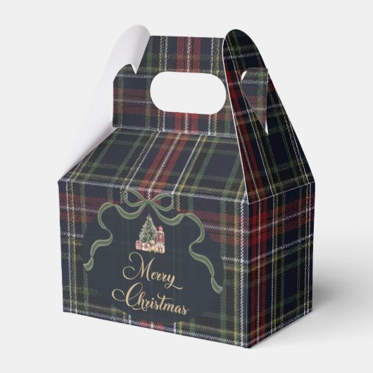 Preppy Tartan Plaid Christmas Party Favor Boxes Bedankdoosjes (Voorkant Zijde)