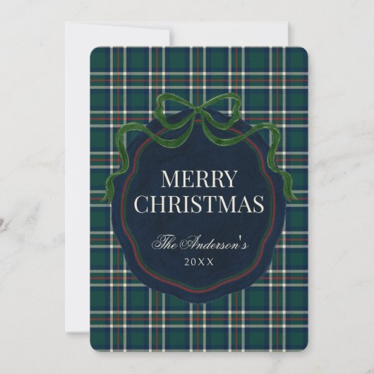 Preppy Tartan Plaid Christmas Photo Holiday Card Feestdagenkaart (Voorkant)