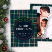 Preppy Tartan Plaid Christmas Photo Holiday Card Feestdagenkaart