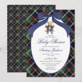 Preppy Tartan Plaid Ralph Polo Bear Baby Shower Kaart (Voorkant / Achterkant)