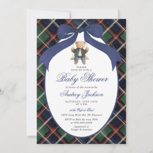 Preppy Tartan Plaid Ralph Polo Beer Baby Shower Kaart