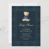 Preppy Tartan Polo Bear Baby Shower Kaart (Voorkant)