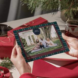 Preppy Tartan Schotlandse Kerst Foto Vakantiekaart Feestdagenkaart