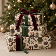 Preppy Tartan Teddybeer Burgundy Strik Kerstmis