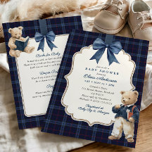 Preppy Tartan Teddydbeer All-In-One Baby Shower
